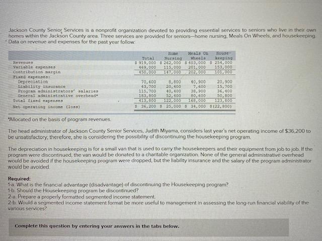  Jackson County Senior Services is a nonprofit organization devoted to providing