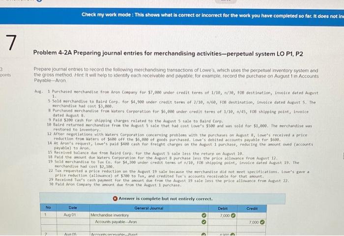 question 7 question 6 Check my work mode: This shows what is