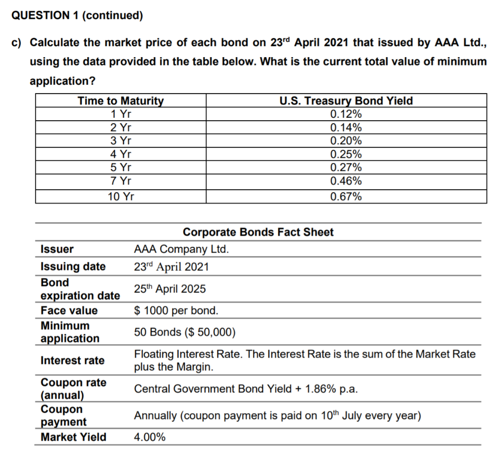 Hello, please help me solve this question tq! QUESTION 1 (continued) c)