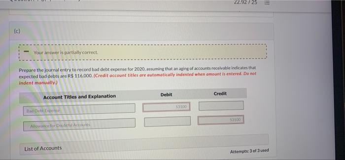 need working procedure for question d 22.92725 ! ill (c) Your answer