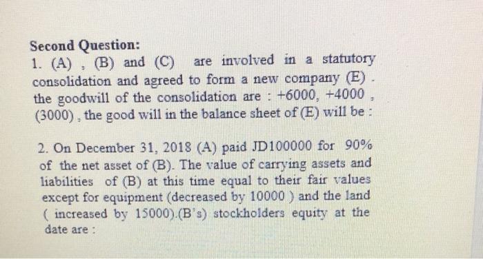  this is the question there is no more information Second Question: