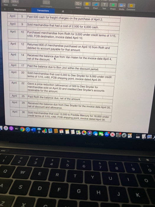 LAB Prepare journal entries to record the merchandising transactions ("transactions tab") of