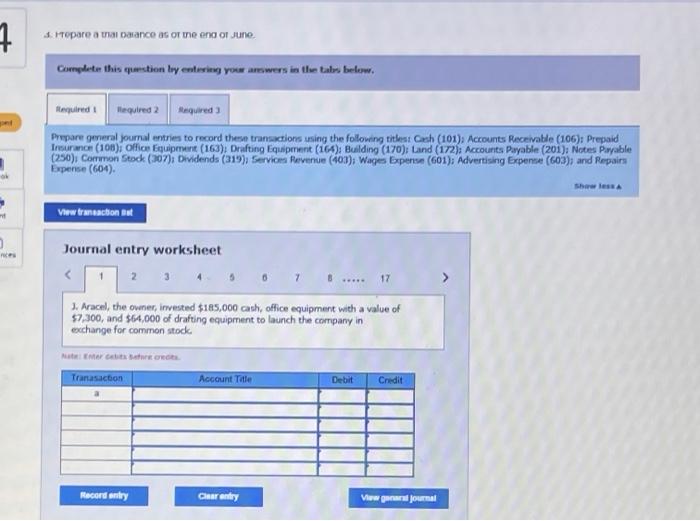 balance LO A1, P1 Aracal Engineering completed the following transactions in the