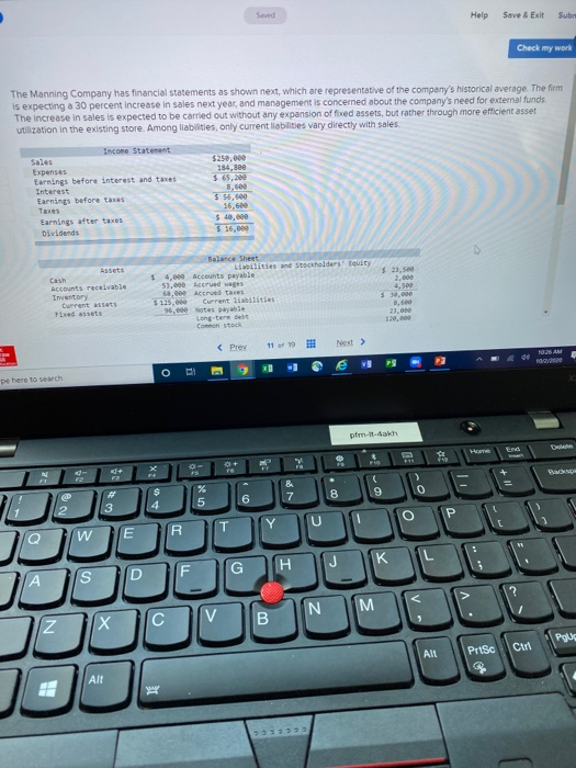  Help Save & Exit Sub Check my work The Manning Company