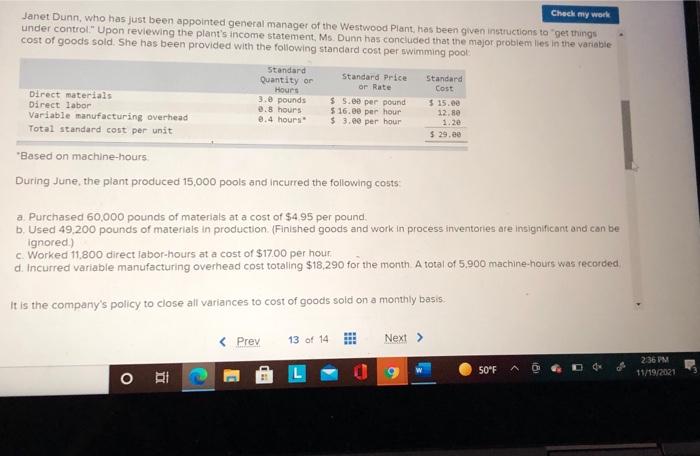 LO10-3] Miller Toy Company manufactures a plastic swimming pool at its Westwood