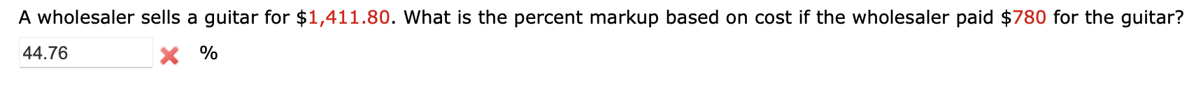 a percent. Item Cost Amount of Markup (in $) Selling Price Percent