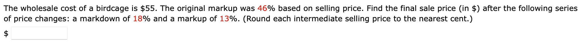 markup based on cost is 43%, what was the cost (in $)?