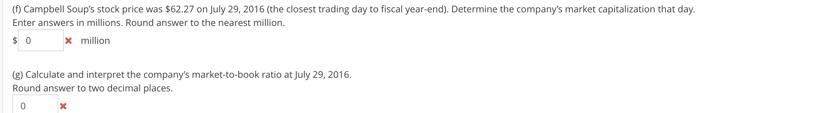 Soup Company balance sheet. (Note: Campbell's uses shareowners' equity in lieu of