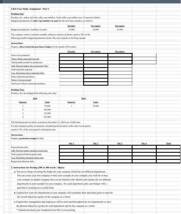  Chi Case Study Assignment - Part 2 Problemer Paradise, Inc. makes