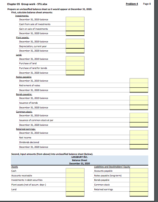Lansbury Inc. had the following balance sheet at December 31, 2019 fend