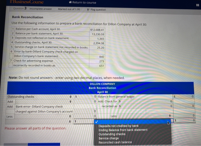  *Return to course E Business Course Question 3 Incomplete answer Marked