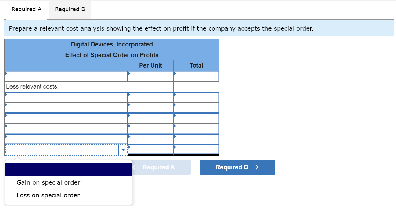 overhead, Raw materials, Sales, and Variable manufacturing overhead. Options for above: Direct