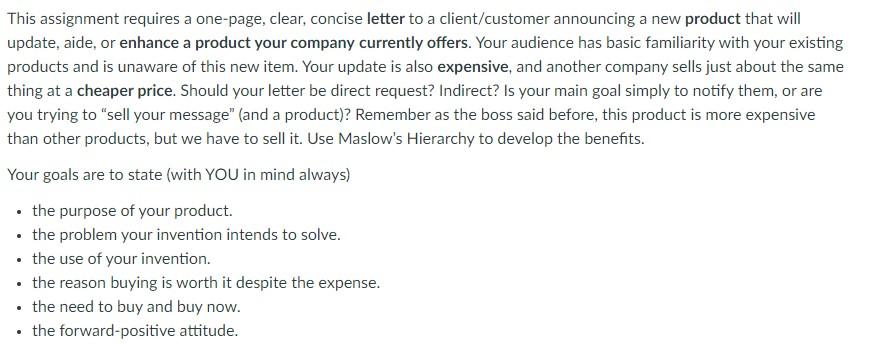 A persuasive letter This assignment requires a one-page, clear, concise letter to
