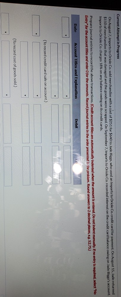 Current Attempt in Progress On August 7. Imports to Oriole Co.