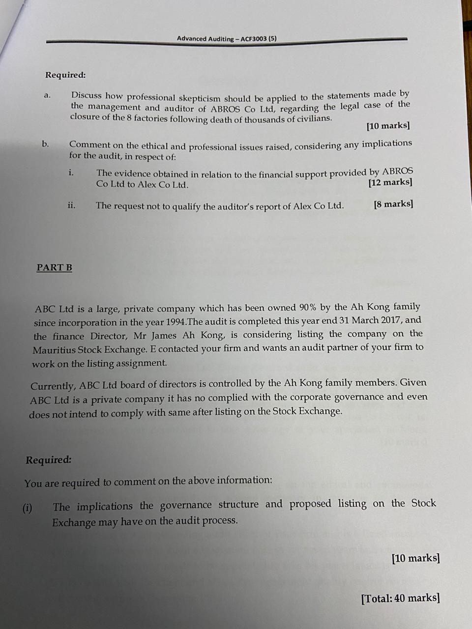 Manager at Phoenix, an International Audit Firm. You were assigned a job