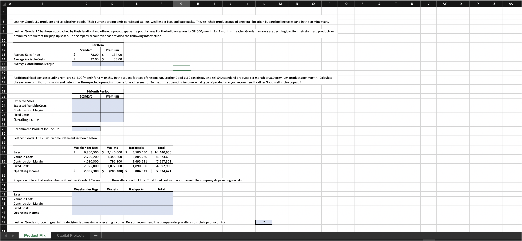 In this week's assignment you'll need to help the managers make short-term