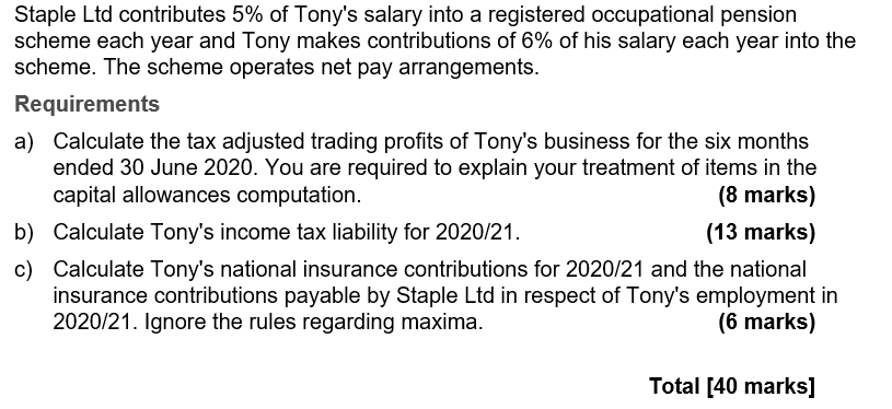 Otto Ltd contributes 10% of Sienna's basic salary to an occupational pension