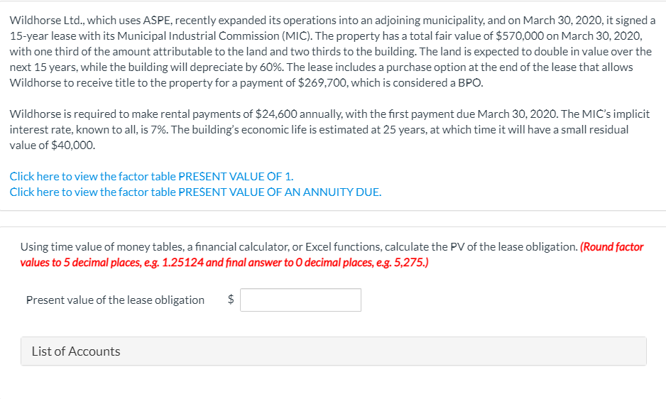  Wildhorse Ltd., which uses ASPE, recently expanded its operations into an