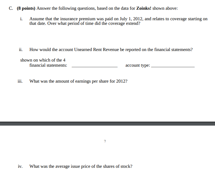 2012. At the end of the first year of operations, December 31,