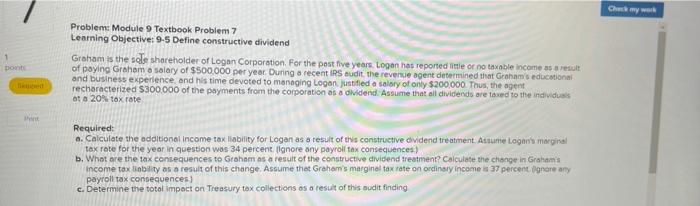  Check my www 1 pont Problem: Module 9 Textbook Problem 7