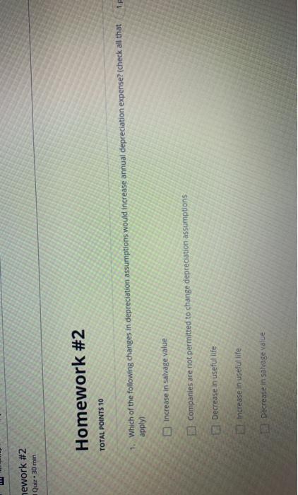  mework #2 Quiz 30 min Homework #2 TOTAL POINTS 10 IE