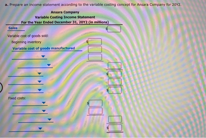 Company had the following abbreviated income statement for the year ended December