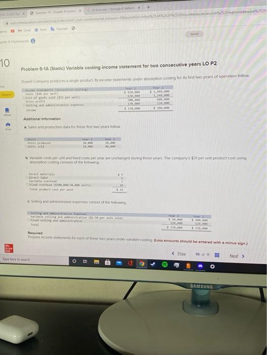  + cation.com.252Fimgmidda52F e 6 Home 10 Problem 6.1A (Static) Variable costing