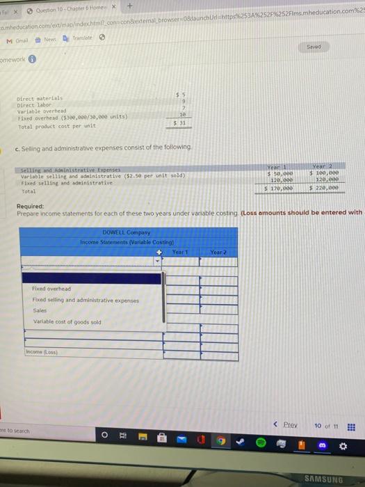 income statement for two consecutive years LO P2 Dowed Company produces a