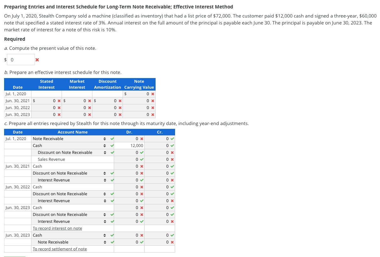 Preparing Entries and Interest Schedule for Long-Term Note Receivable; Effective Interest