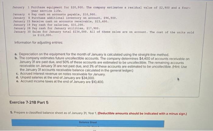 7-7) [The following information applies to the questions displayed below) On January