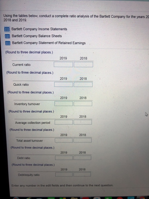  Using the tables below, conduct a complete ratio analysis of the