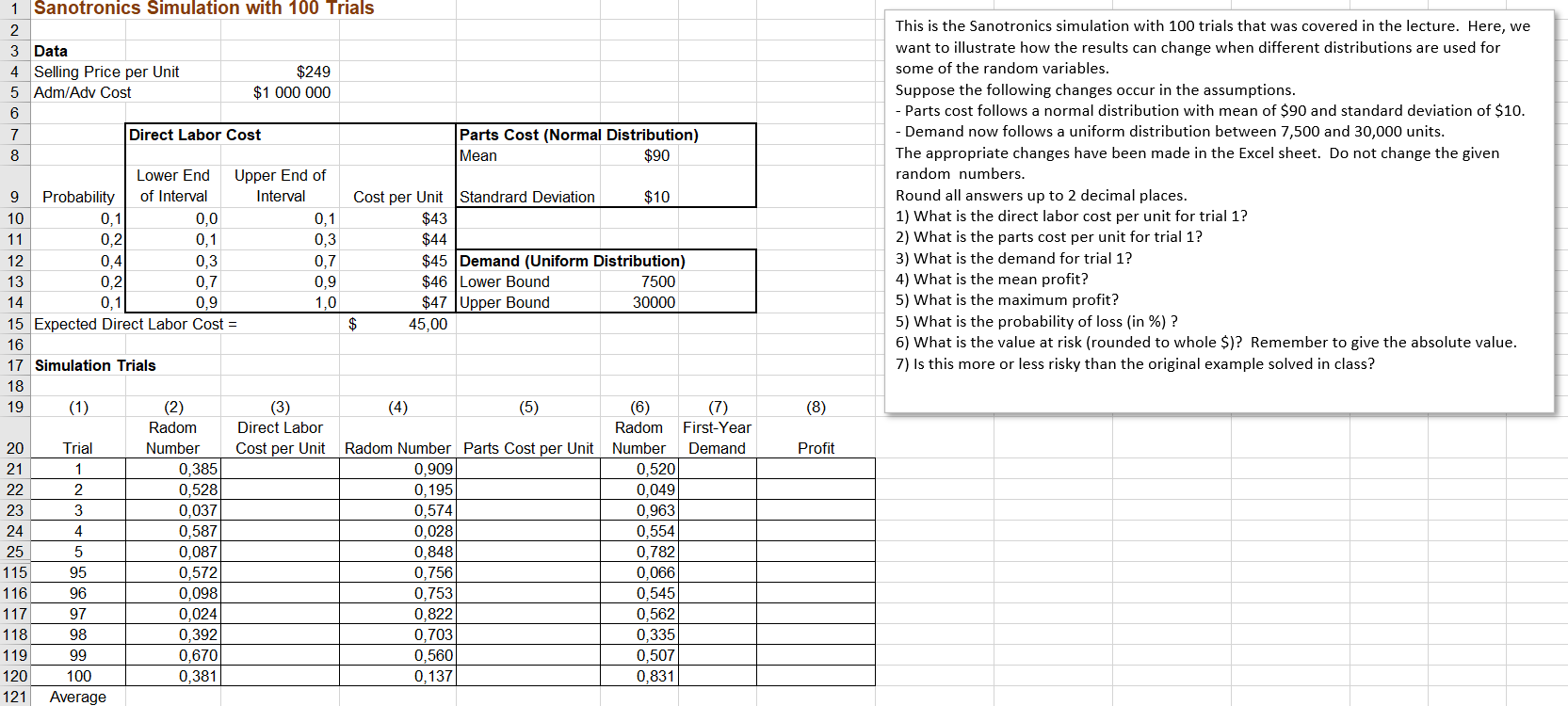  $10 1 Sanotronics Simulation with 100 Trials 2 3 Data 4.