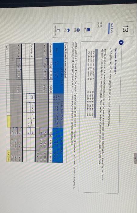 10 part of Required information The following information applies to the questions