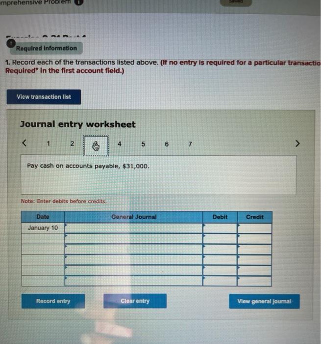 following account balances: Credit Accounts Receivable Inventory 87,300 Accounts Cash Debit $