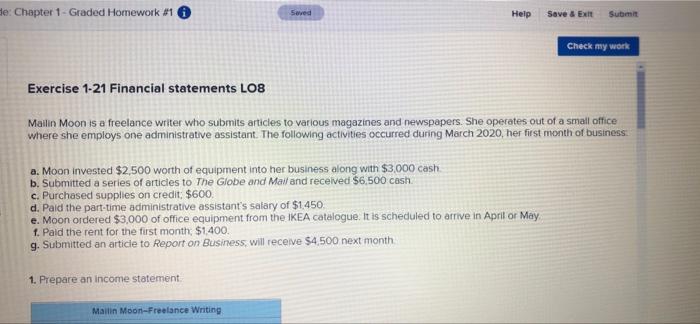  te: Chapter 1- Graded Homework #1 Seved Help Save & ex