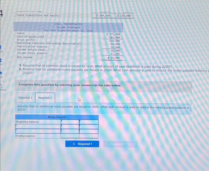 1. Assume that all common stock is issued for cash. What amount