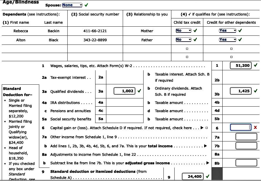 Neither are age 65 or older. The Blacks provide all the support
