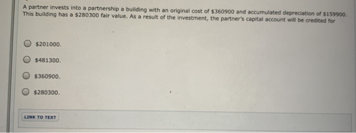 A partner invests into a partnership a building with an original cost
