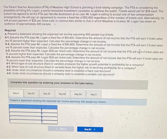 Please answer all in the format shown. The Parent Teacher Association (PTA)
