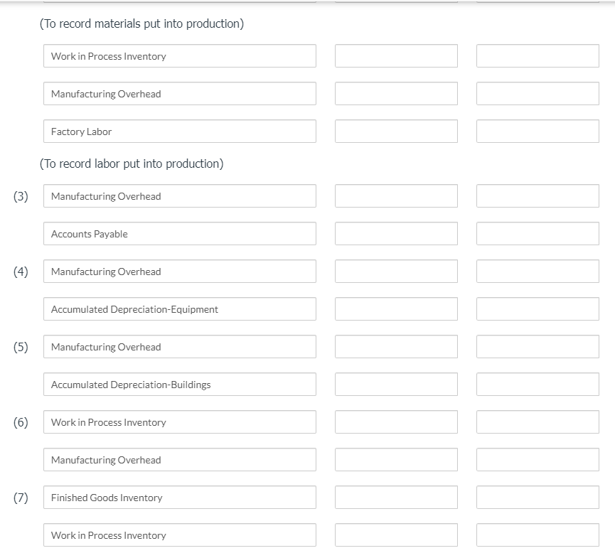 the first quarter's production. 1. Materials purchased on account $199,680, and factory