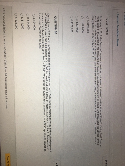  SHOW Question Completion Status: QUESTION 29 2 points At January 1,