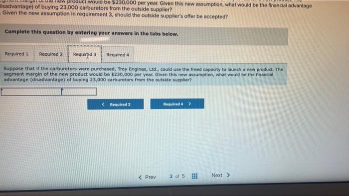 for its engines, including all of the carburetors. An outside supplier has