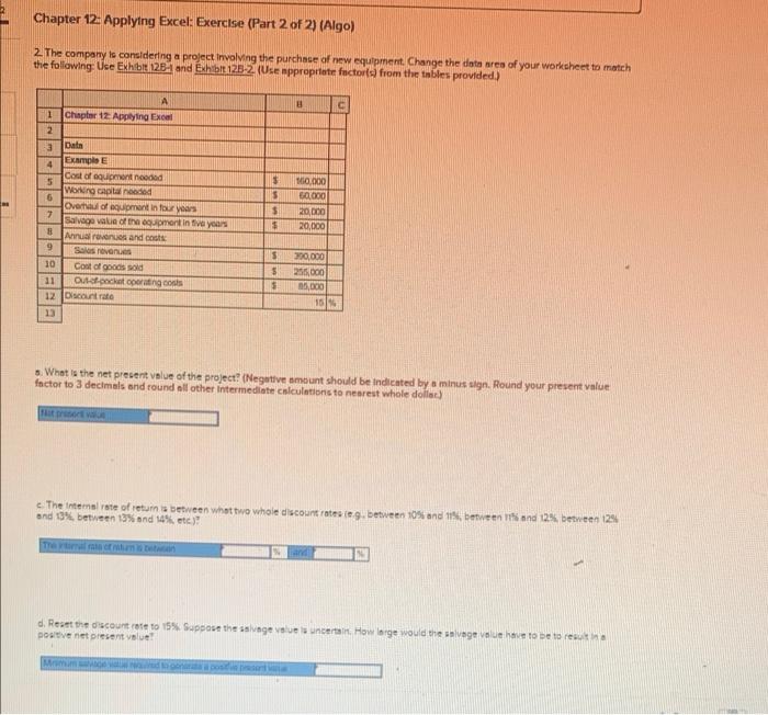  Chapter 12: Applying Excel: Exercise (Part 2 of 2) (Algo) 2.