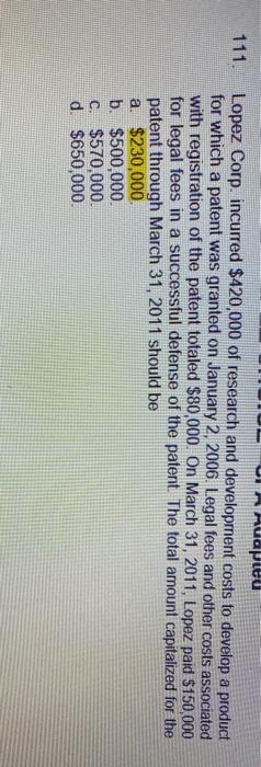 Paragraph 20 Styles E *106. Shangra La Company incurred $1,500,000 ($400,000 in