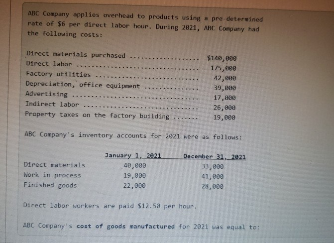  what is the answer? please label it as answe=?? ABC Company