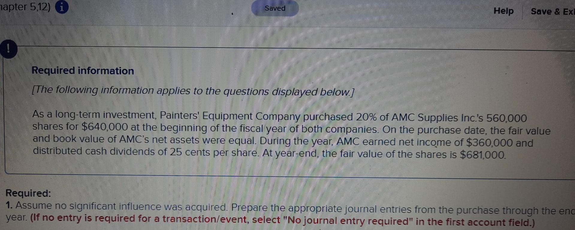  hapter 5,12) i Saved Help Save & EX Required information [The