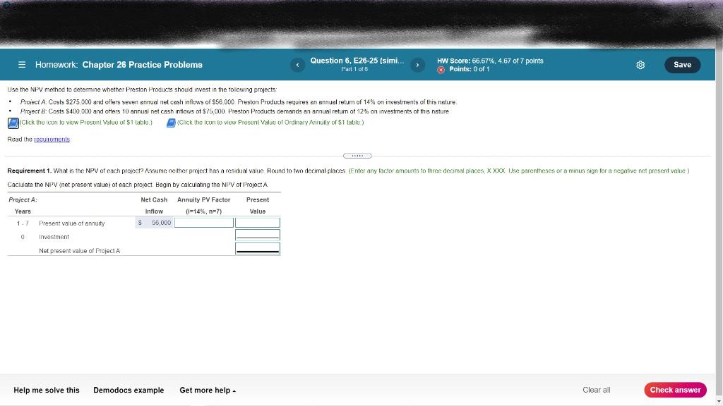  3 Homework: Chapter 26 Practice Problems Question 6, E26-25 (simi. Part