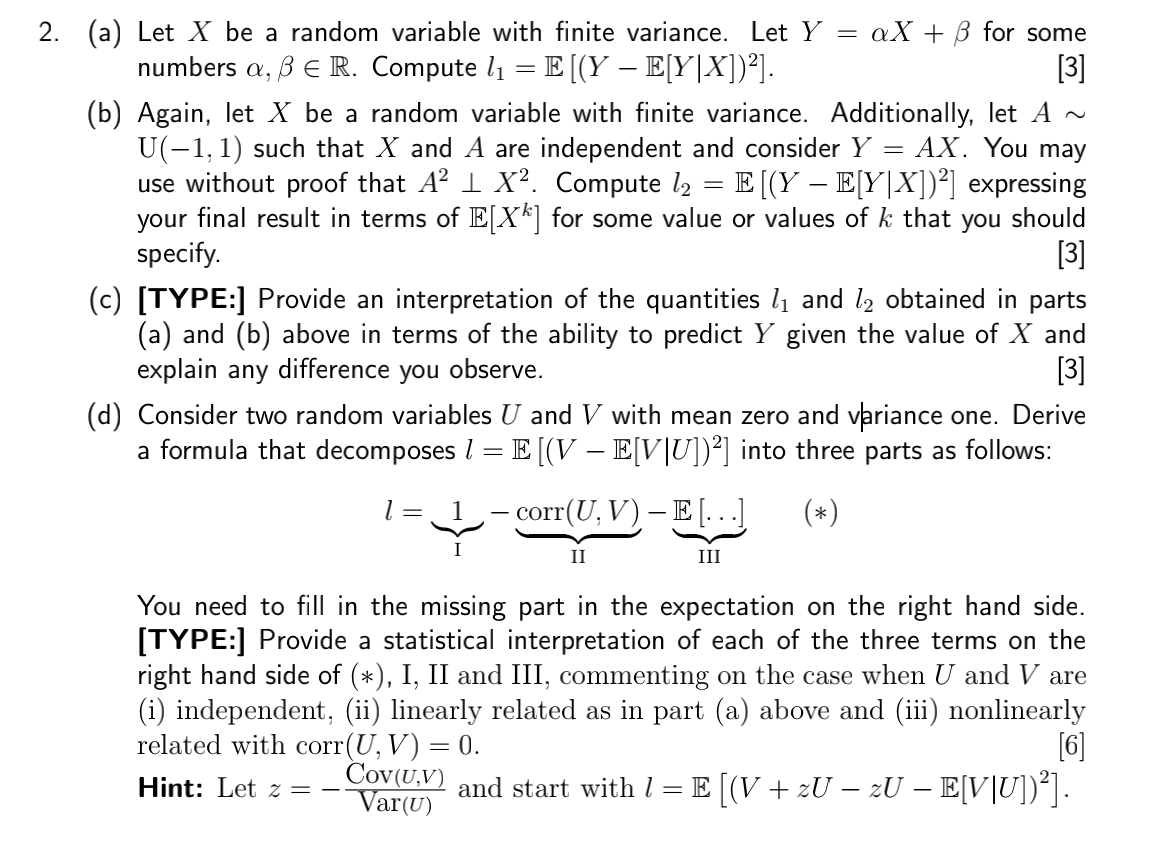  a = 2. (a) Let X be a random variable with