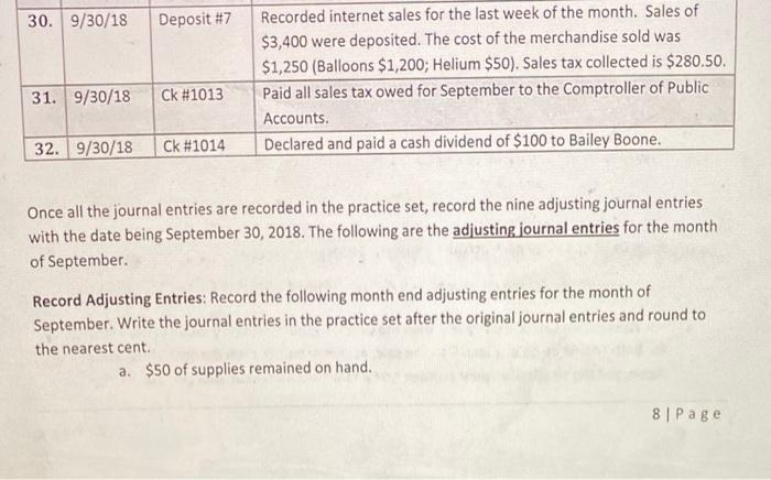 the practice set and will then record the bank's reconciling cash journal