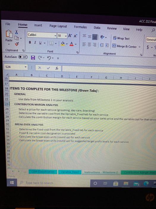 CH 19 X 4 AB 4 D MILESTONE 2 - Contribution Margin
